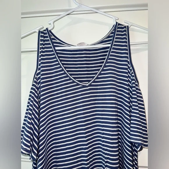 Navy and White Striped Women's Top - Picture 2 of 6
